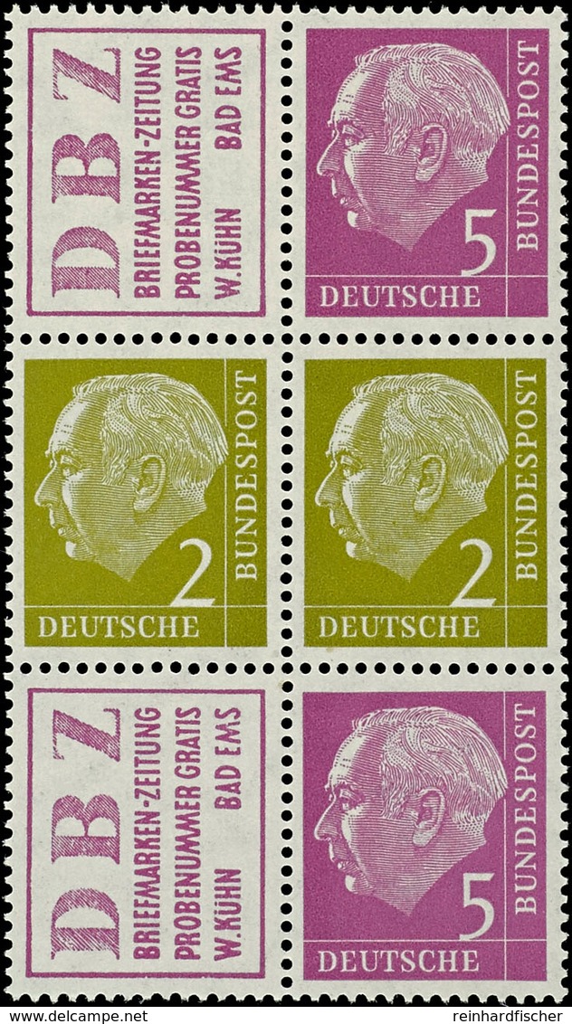 R3+2 Pf.+R3, Heuss 1955, Senkr. Zusammendruck, Postfrisch, Mi. 120.-, Katalog: S16 ** - Se-Tenant