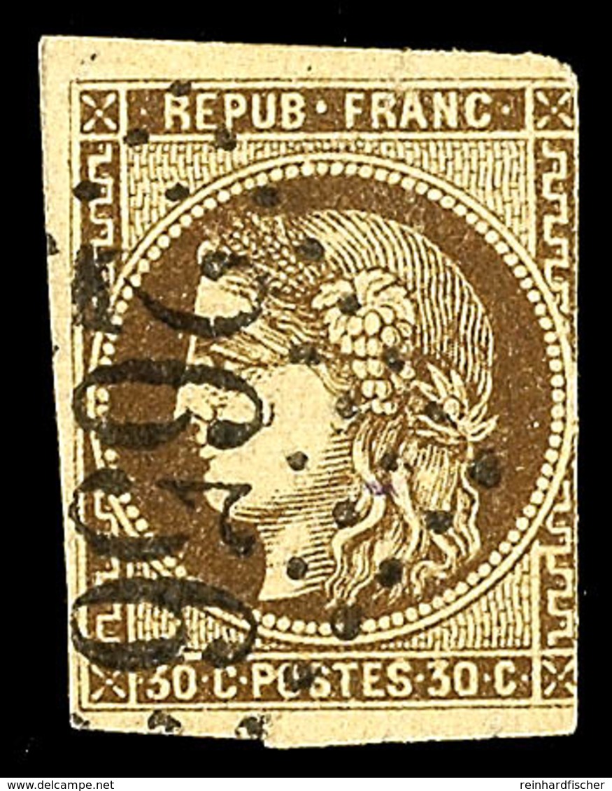 30 C. Bordeaux In Braun; Einseitig Angeschnittener, Ansonsten Vollrandiger Wert Mit NSt. "2656", Mi. 260.-, Katalog: 42  - Other & Unclassified