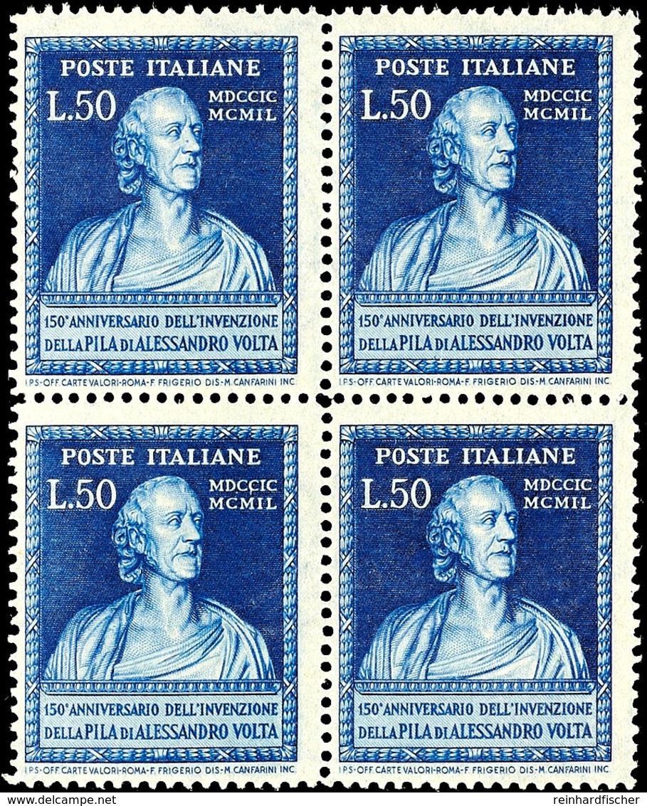 20 U. 50 L. Erfindung Der Voltaschen Säule, Postfrische 4er-Blocks, Mi. 520,-, Katalog: 784/85 ** - Other & Unclassified