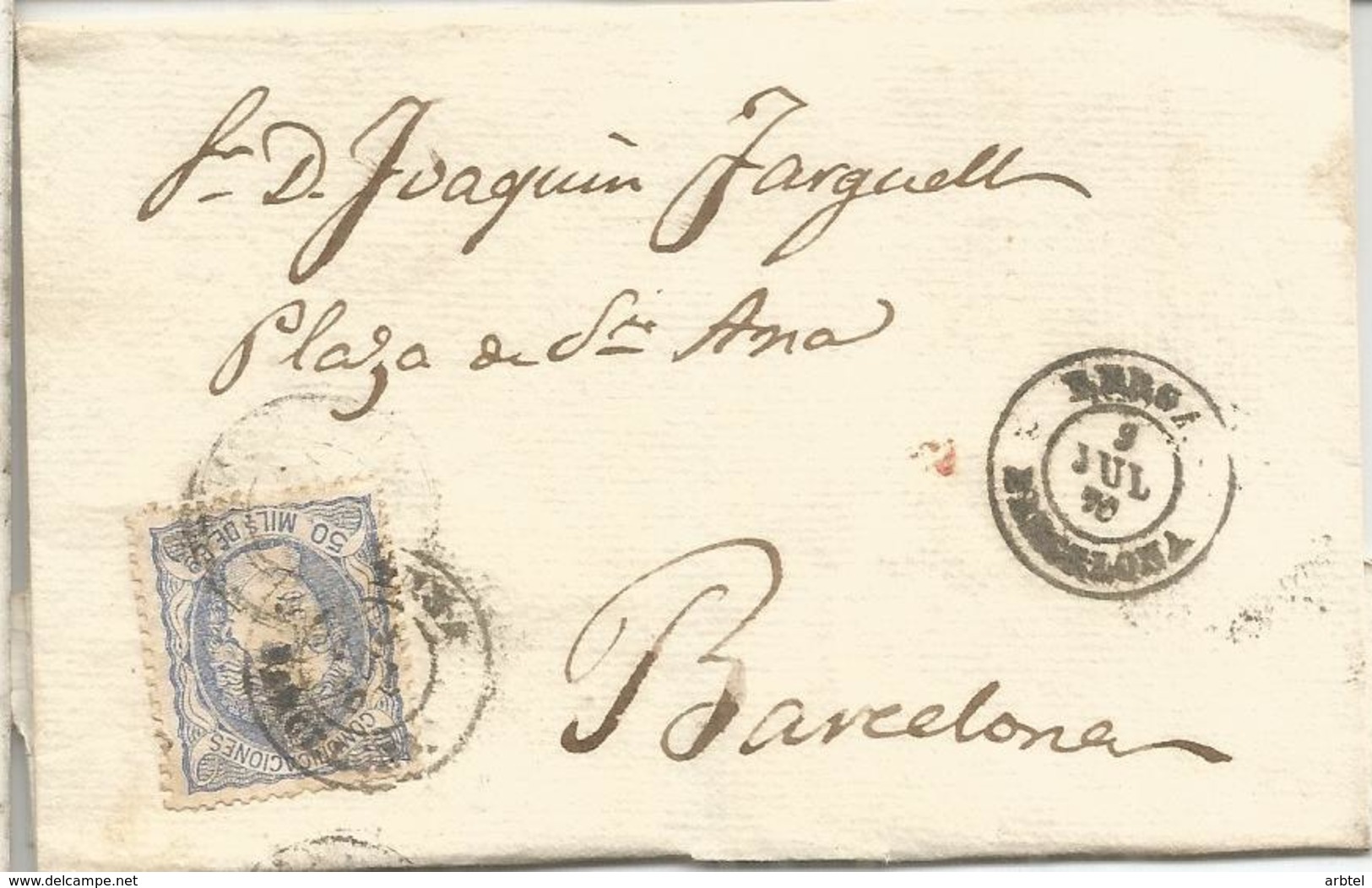 ENVUELTA DE BERGA A BARCELONA 1870 - Cartas & Documentos