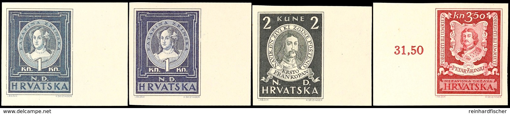 Berühmte Kroaten, 4 Farbproben A. Gummiertem Papier, Postfrisch, Katalog: 103/05Pr. ** - Croatia