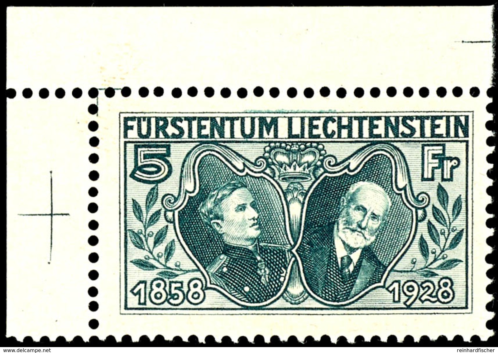 1,20 - 5 Fr. Thronbesteigung, Postfrisch Aus  Oberen Bogenecken, Im Rand Falzspur, Mi. 940.-, Katalog: 86/89 ** - Liechtenstein