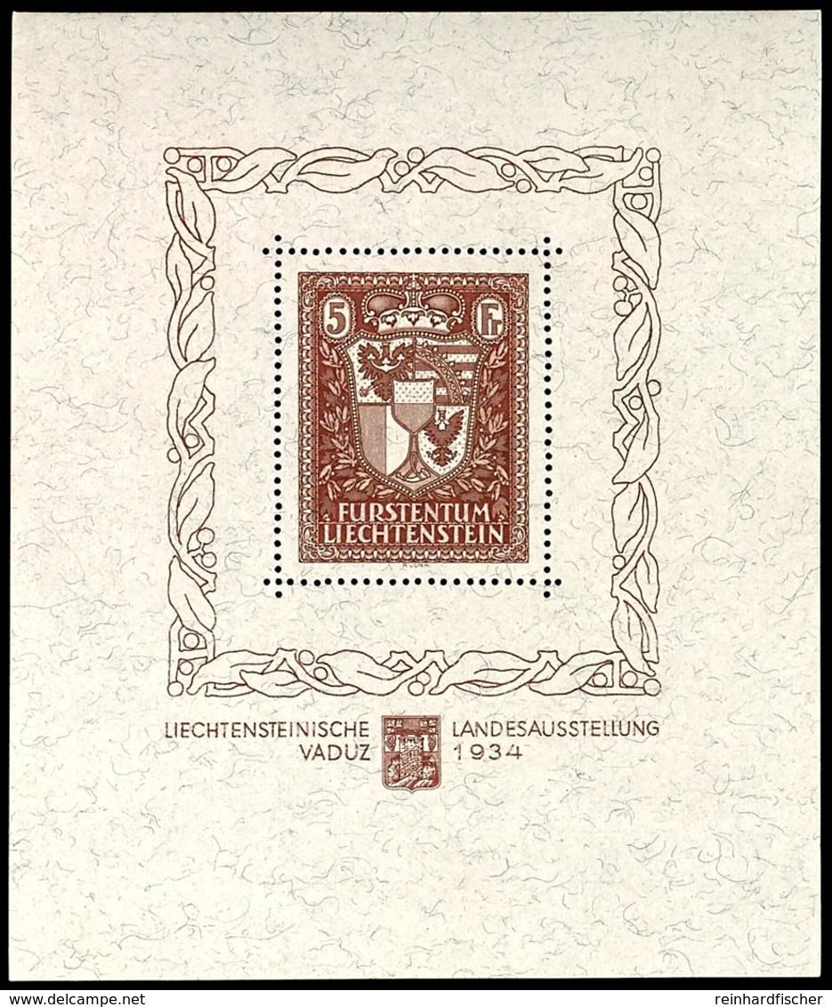 1934, Vaduz - Block, Postfrisch, Tadellos, Fotoattest Reinhardt BPP, Mi. 2.800.-, Katalog: Bl.1 ** - Liechtenstein