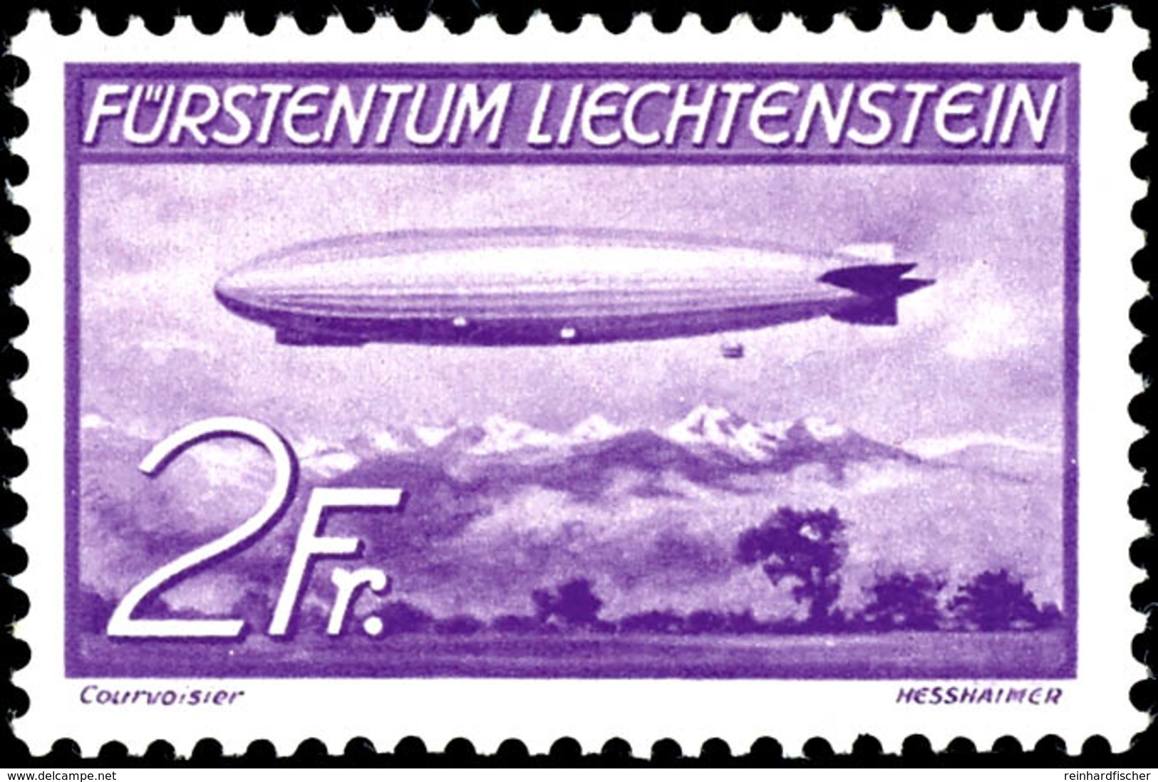 1936, 1 U 2 Fr. Zeppelin, Postfrisch, Komplett, Mi. 260.-, Katalog: 149/50 ** - Liechtenstein