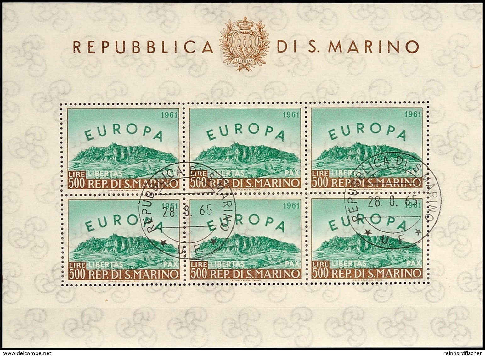 1961, Europa, Der Seltene Kleinbogen Rundgestempelt, Kabinett, Mi. 200.-, Katalog: 700 KB O - San Marino