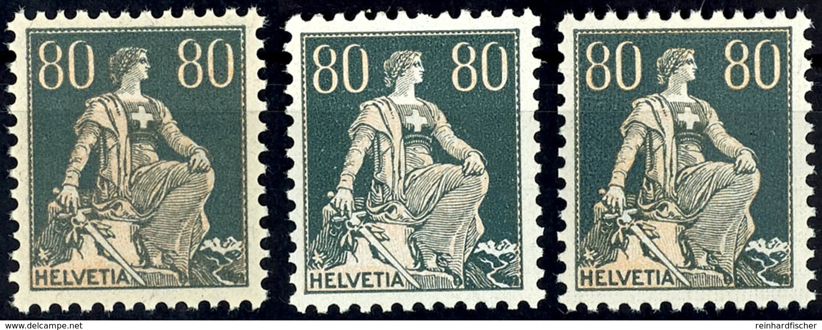 80 C. Helvetia Auf Allen 3 Papiersorten, Postfrisch, Mi. 115,-, Katalog: 141x,y,z ** - Andere & Zonder Classificatie