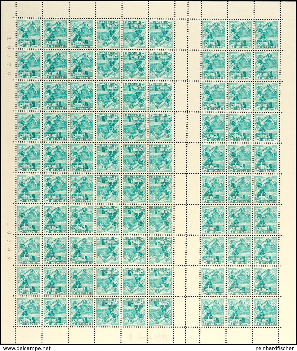 5 Rp. Landschaften 1937, Kpl. Markenheftchenbogen Mit Senkr. Gezähntem Zwischensteg Und Geriffelter Gummierung, Postfris - Markenheftchen