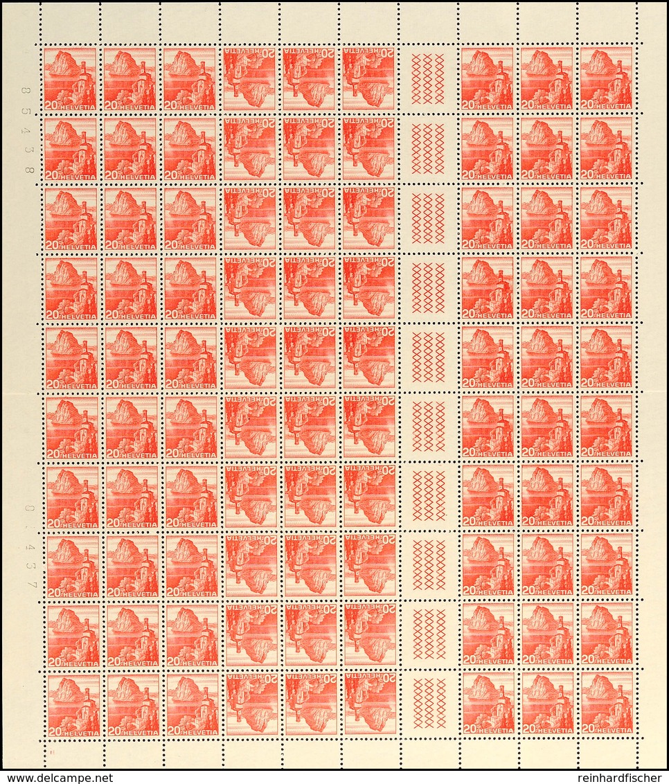 20 Rp. Landschaften 1939, Kpl. Markenheftchenbogen, Zwischensteg Mit 3 Kreuzreihen Und Glatter Gummierung, Waager. Mitti - Markenheftchen