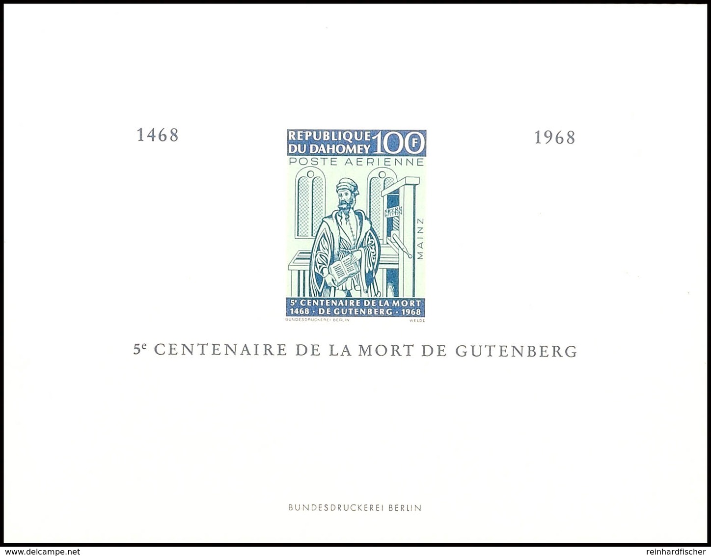 45 F., 100 F. Sowie 45 F. + 100 F. "Gutenberg" In Form Von 3 Ministerblocks, Gedruckt In Der Bundesdruckerei Berlin, Kat - Sonstige & Ohne Zuordnung