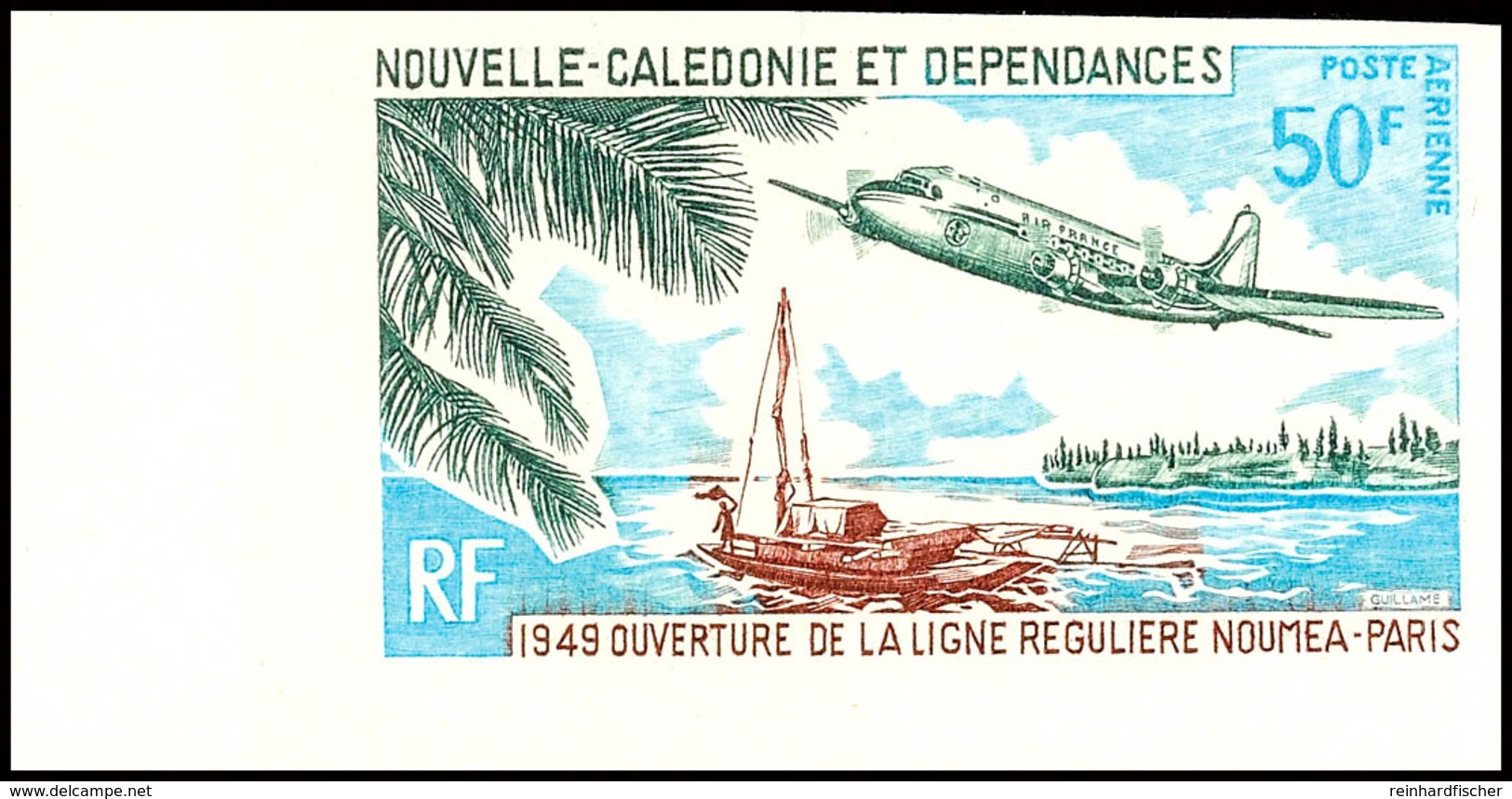 50 Fr. 20 Jahre Linienflugverbindung Noumea-Paris 1949/1969, Breitrandig Ungezähnt Statt Gezähnt, Postfrisch, Katalog: 4 - Sonstige & Ohne Zuordnung