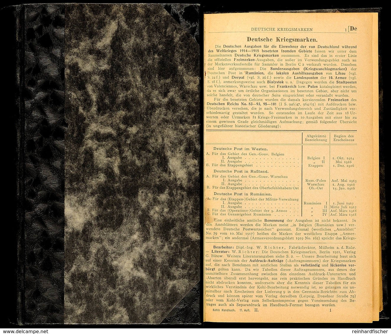 Kohl Handbuch, 11. Auflage Ca. 1929, Badn 2, Deutsche Kriegsgebiete Und Kolonien-Buchstabe "F", Alle Welt, Seltenes Exem - Altri & Non Classificati