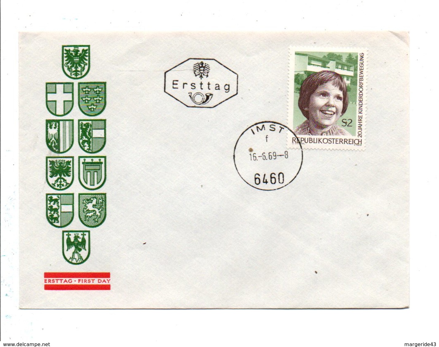 AUTRICHE FDC 1969 20 ANS ASSOCIATION DES VILLAGES D'ENFANTS - FDC