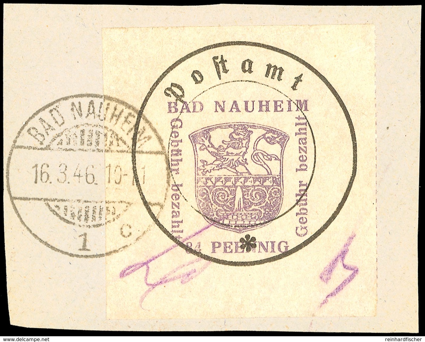 84 Pfg. Violett A. Tadellosem Briefstück, Abart Type III, Gepr. Dr. Arentz BPP, Mi. 300.-, Katalog: 5II/III BS - Bad Nauheim