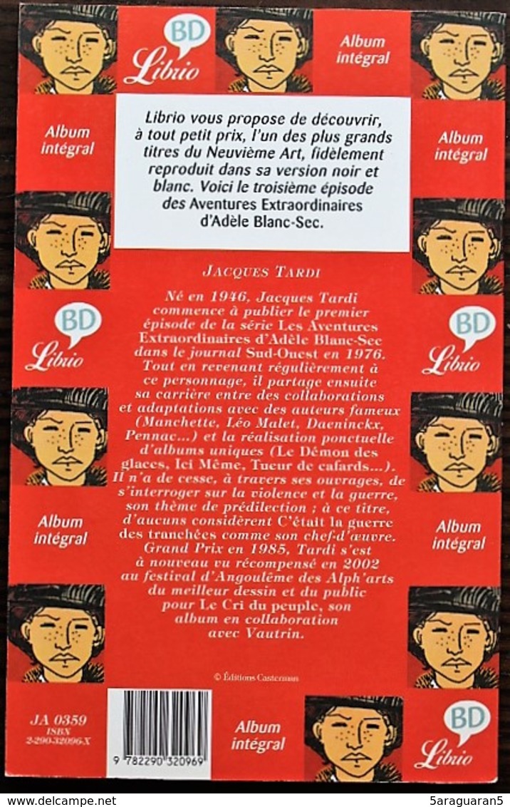 BD ADELE BLANC SEC - 3 - Le Savant Fou - Rééd. 2002 Librio BD - Adèle Blanc-Sec