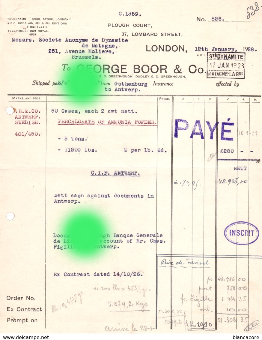 LONDON 1928 To ,GEORGE BOOR & Co - Royaume-Uni