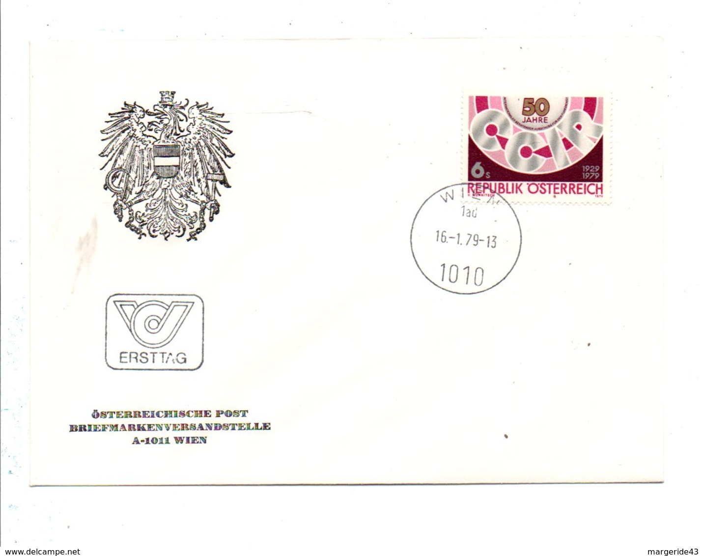 AUTRICHE FDC 1979 50 ANS CONSEIL CONSULTATIF DE LA RADIO - FDC