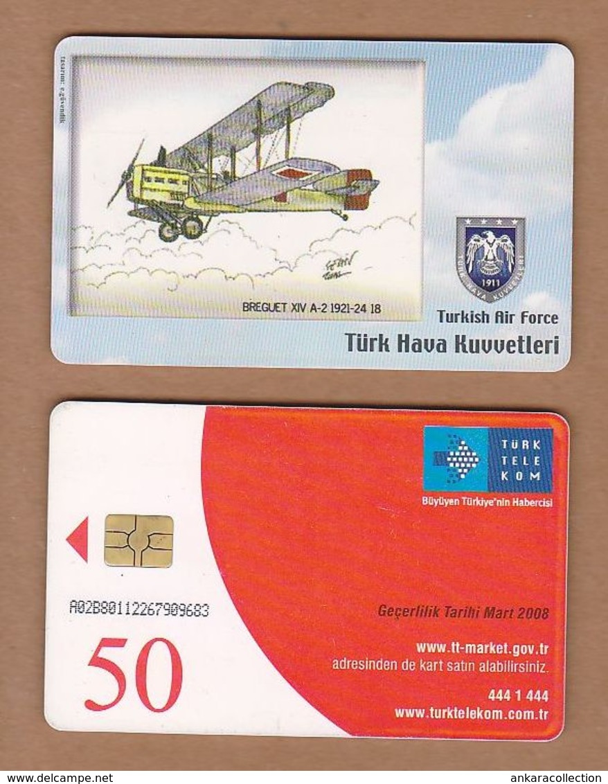 AC - TURK TELECOM PHONECARDS -  BREGUET XIV A - 2 - 1921 - 24 - 18 CREDITS: 50 DATE: 2005 - Avions