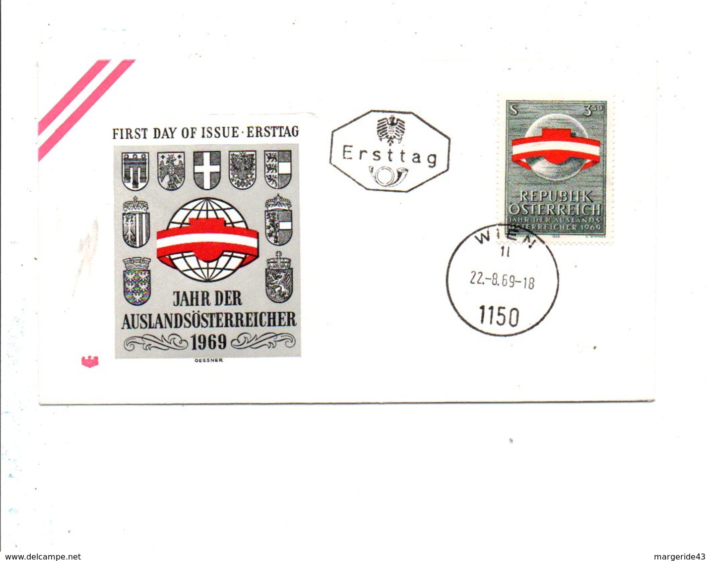 AUTRICHE FDC 1969 ANNEE DES AUTRICHIENS RESIDANT A L'ETRANGER - FDC