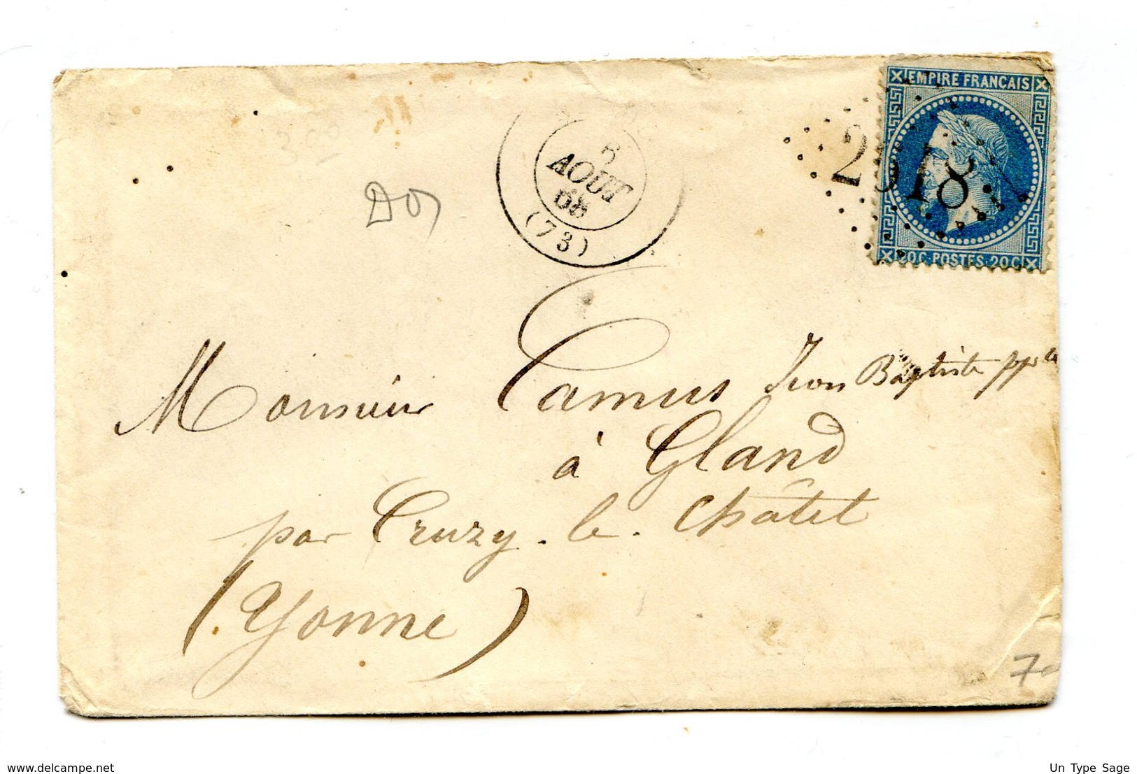 France - N°29 Sur Lettre De Nemours - Type De Fermeture Au Dos - 2 Scans - (B1285) - 1849-1876: Période Classique