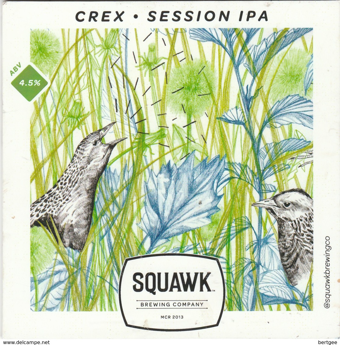 SQUAWK BREWING COMPANY (MANCHESTER, ENGLAND) - CREX SESSION IPA - PUMP CLIP FRONT - Enseignes