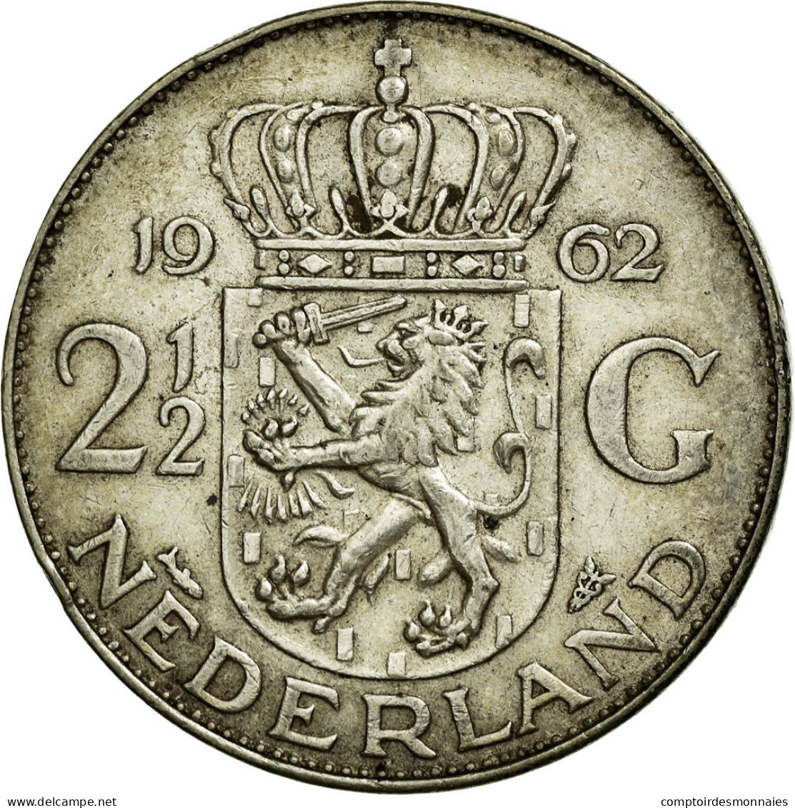 Monnaie, Pays-Bas, Juliana, 2-1/2 Gulden, 1962, TTB, Argent, KM:185 - 1948-1980 : Juliana