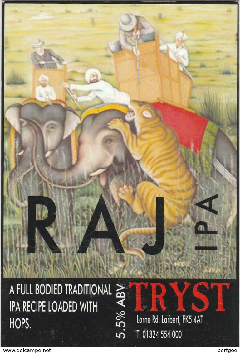 TRYST BREWERY  (LARBERT, SCOTLAND) - RAJ IPA - PUMP CLIP FRONT - Enseignes