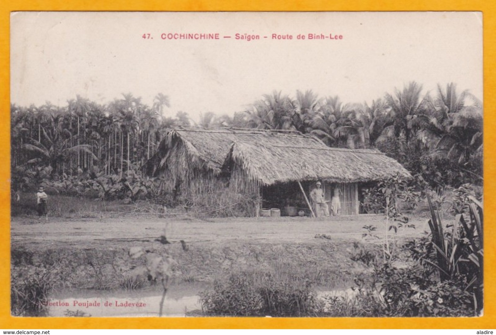 1910 - CP De Saigon, Cochinchine Vers Paris Par Paquebot Fr N°5 - Ligne N - Affrt 10 C - Vue: Route De Binh Lee - Covers & Documents