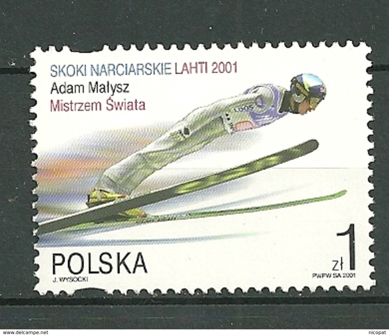 POLAND MNH ** 3650 Avec Texte CHAMPIONNATS DU MONDE DE SAUT à SKIS à LAHTI. ADAM MALYSZ. SKI - Neufs