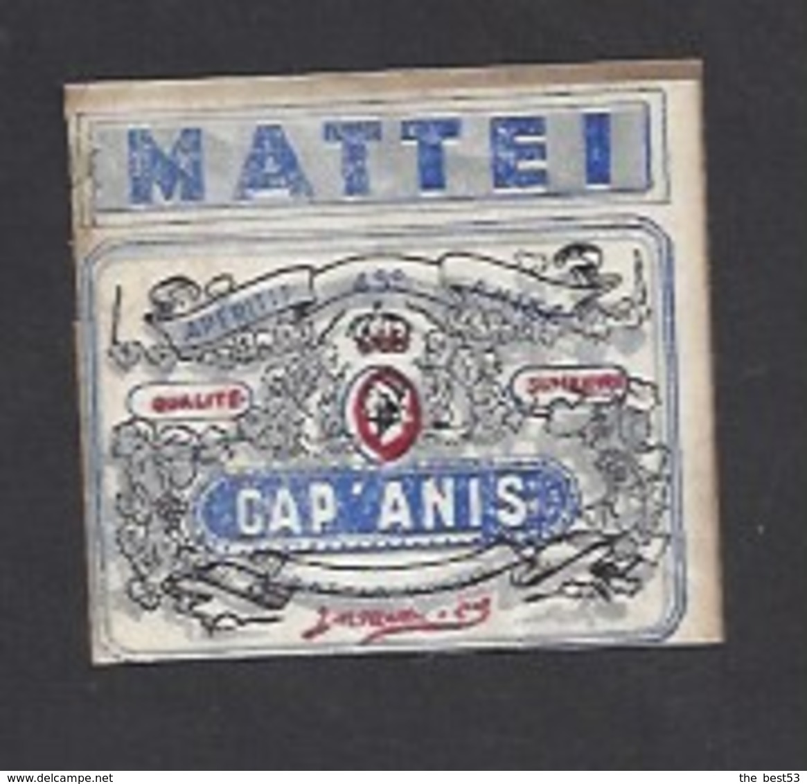 Etiquette D'Anis  -  Cap' Anis  -  Mattei à Bastia Corse (20)  -  5.3 X 4.9 Cm - Autres & Non Classés