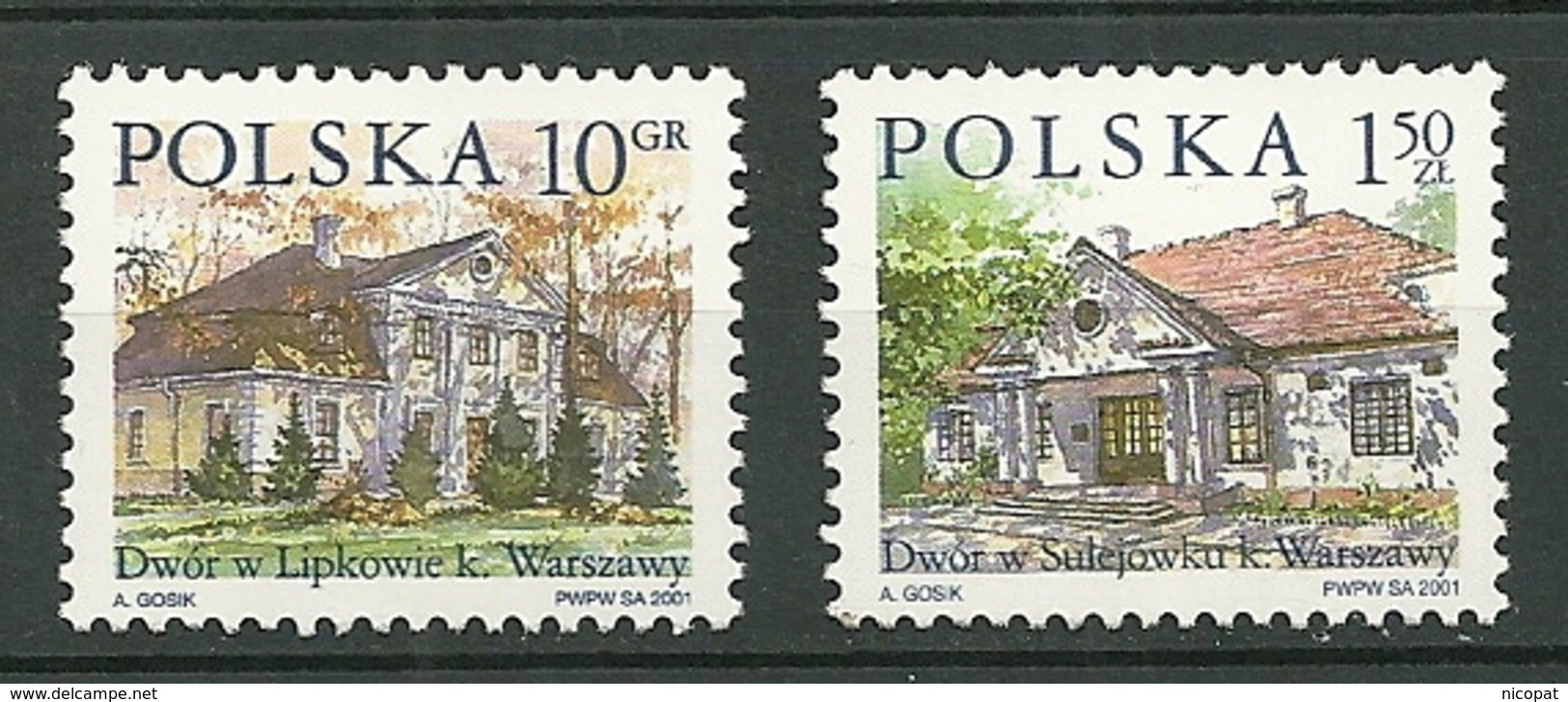 POLAND MNH ** 3660-3661 ARCHITECTURE. DEMEURES à LIPKOW. DEMEURES à SULEJOWEK - Unused Stamps