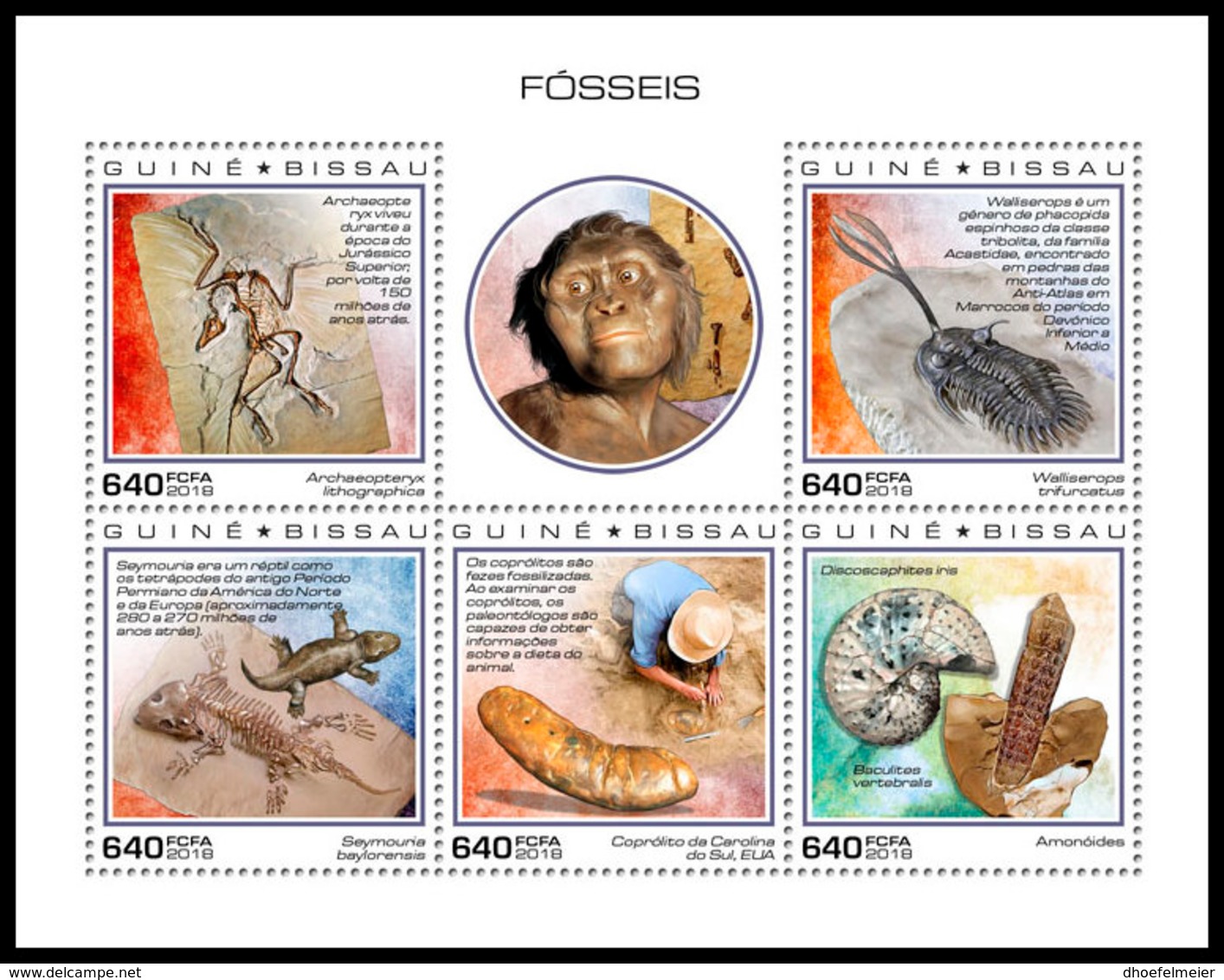 GUINEA BISSAU 2018 **MNH Fossils Fossilien Fossiles M/S - OFFICIAL ISSUE - DH1851 - Fossili