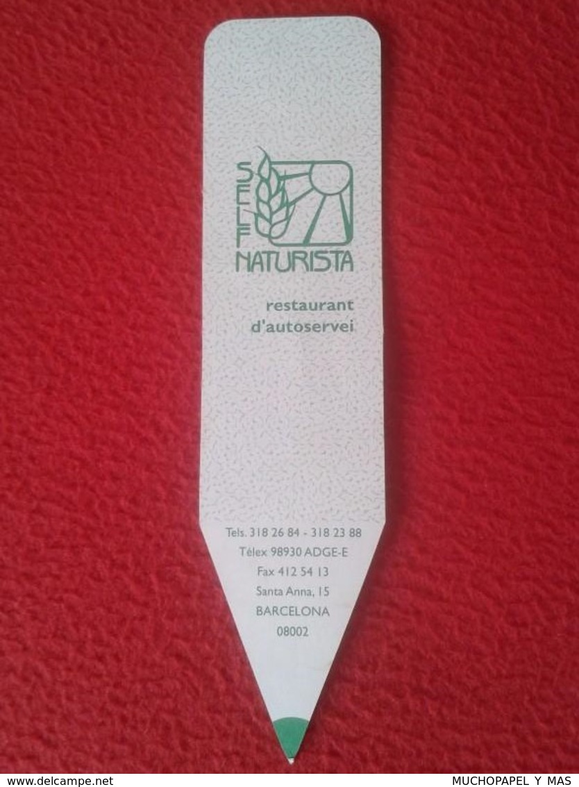 MARCAPÁGINAS BOOK MARK BOOKMARK PUNTO DE LIBRO TROQUELADO BARCELONA LLIBRERIA L'EINA SELF NATURISTA RESAURANT BOOKSTORE - Marcapáginas