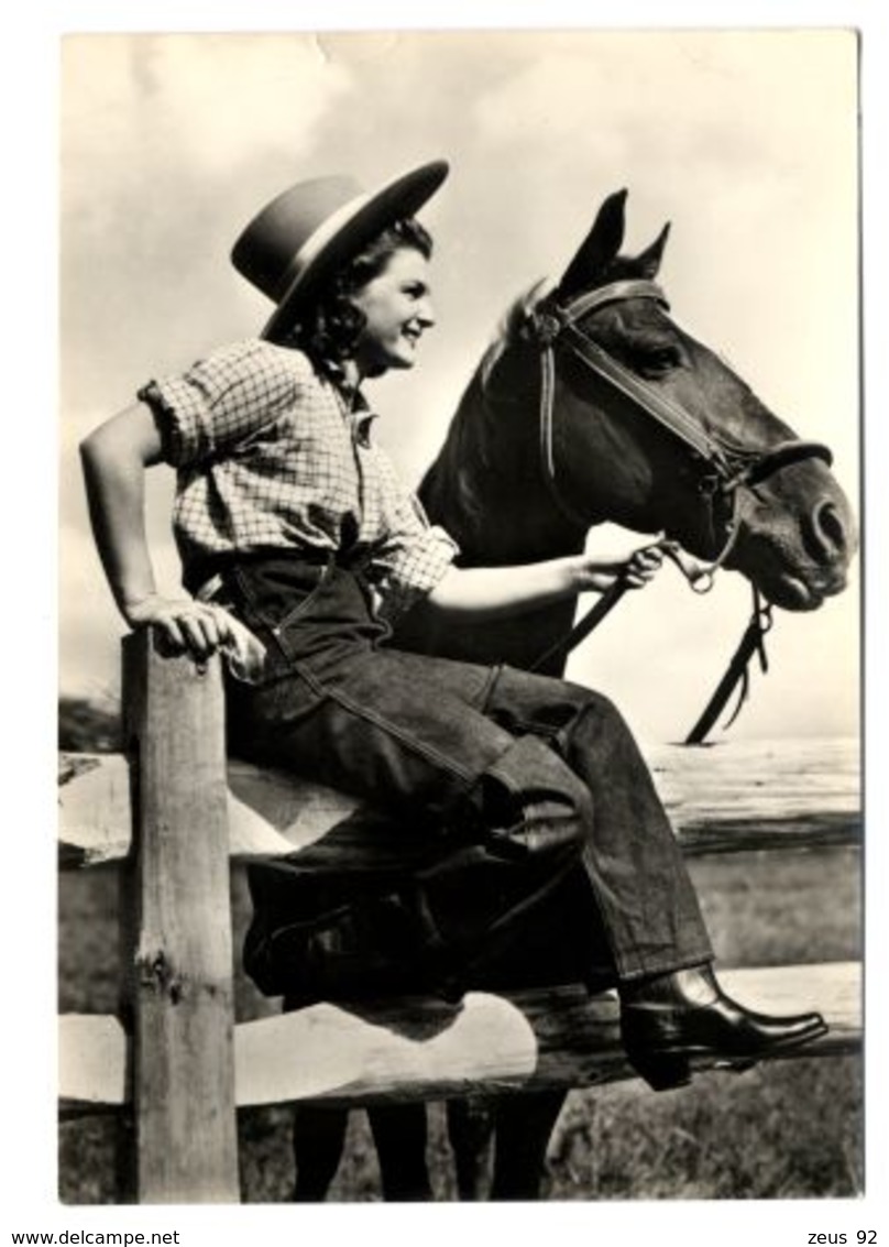 B9986 WOMAN WITH HORSE DONNA CON CAVALLO DONNINE FEMME PIN-UP B\W - Pin-Ups