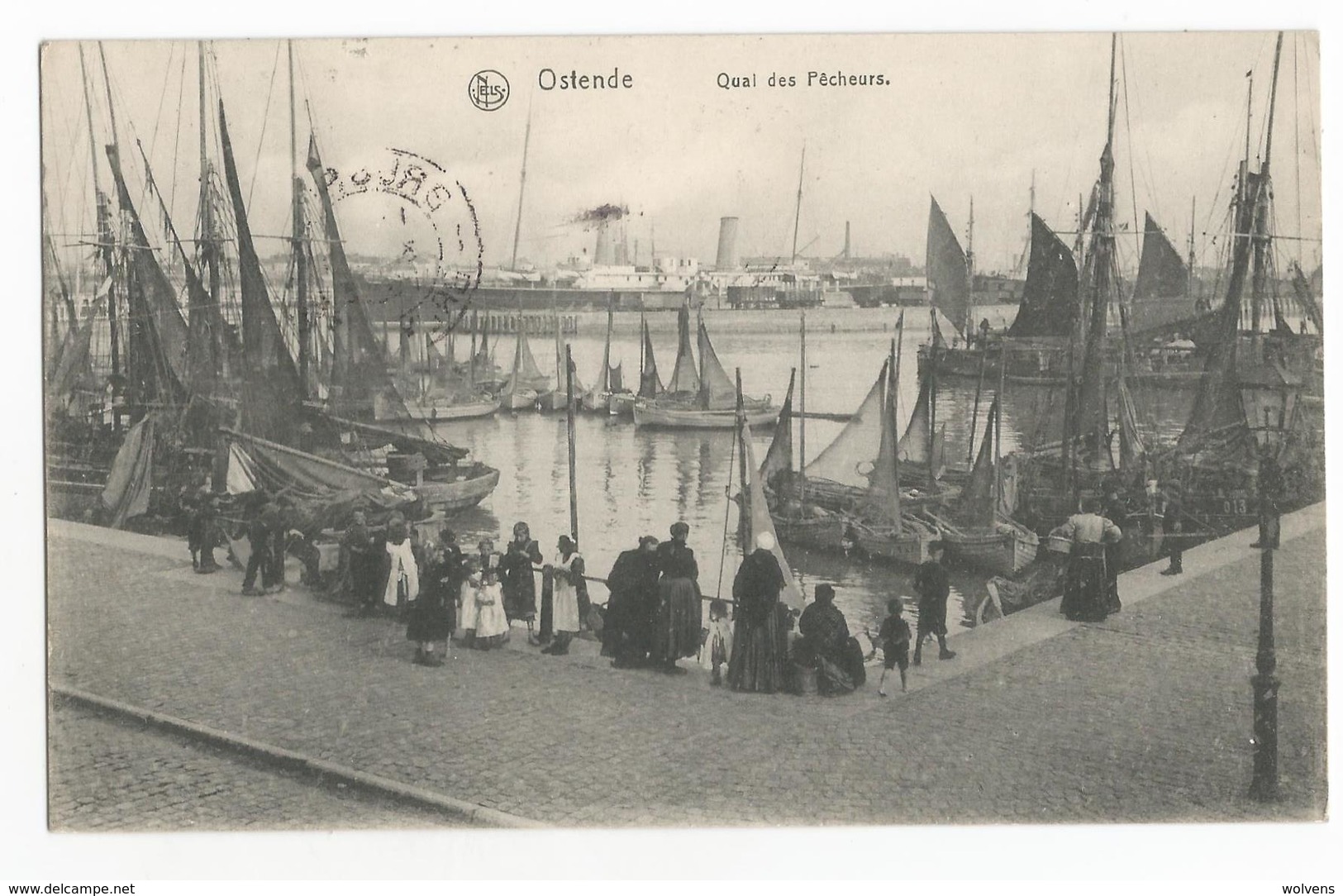 Oostende Quai Des Pêcheurs Oude Postkaart Geanimeerd CPA Ostende - Oostende