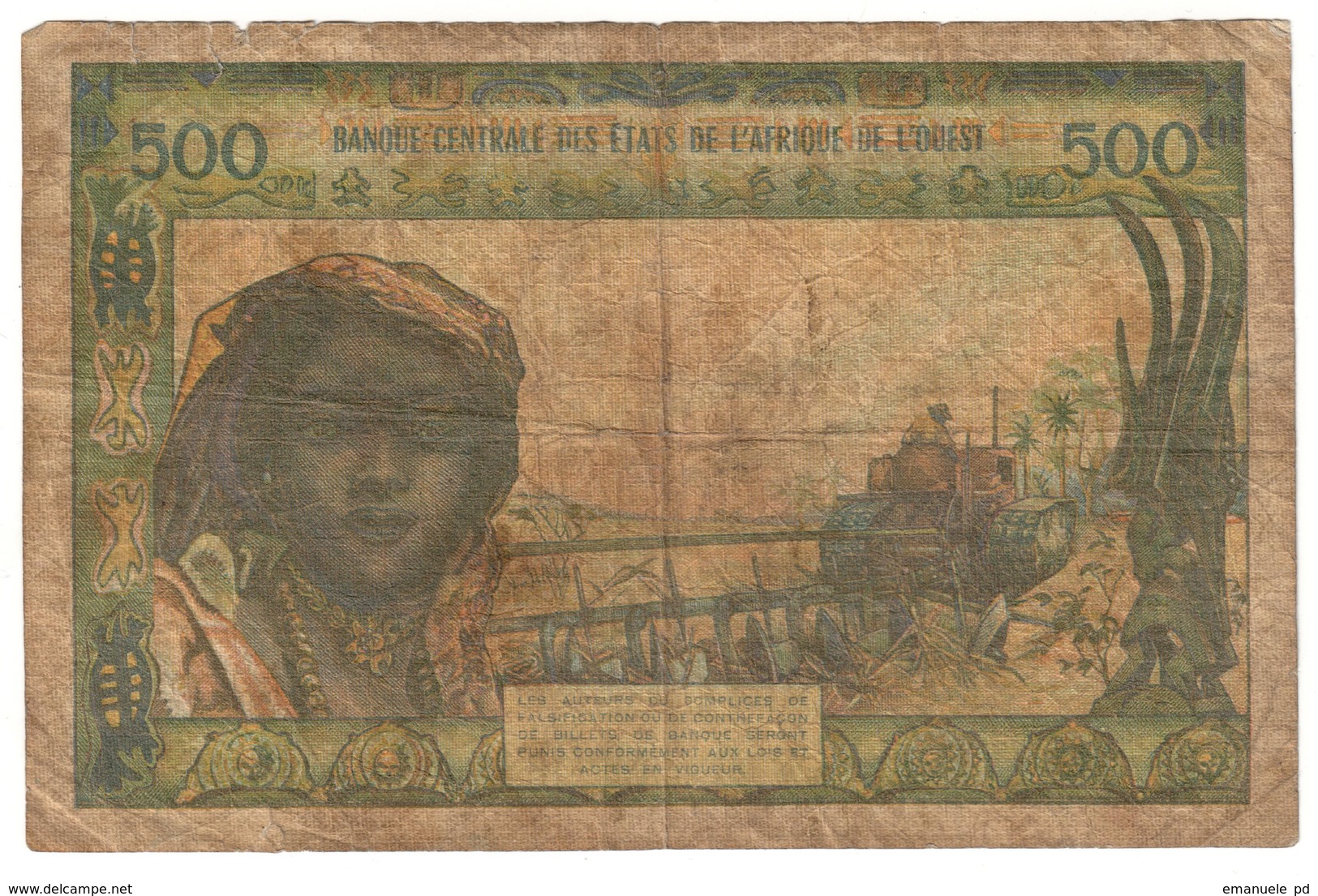 West African States (Ivory Coast - A) 500 Francs 1965 *V* - États D'Afrique De L'Ouest