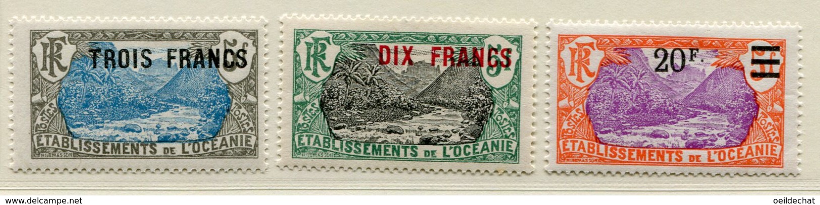 10338  OCEANIE  N°66/8**     Type C Surchargés  1926-27  TB/TTB - Neufs