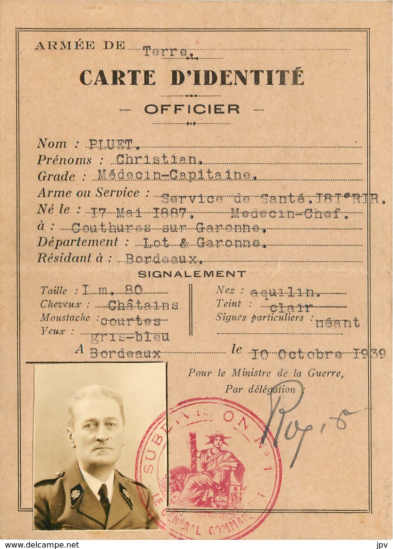 CARTE D'IDENTITE - 1939 - - 1939-45
