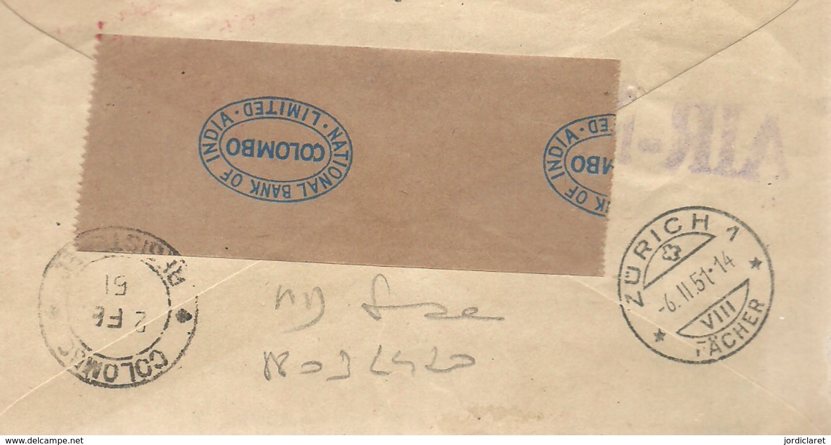 LETTER REGISTERED  1951  COLOMBO A SUIZA - Cartas & Documentos