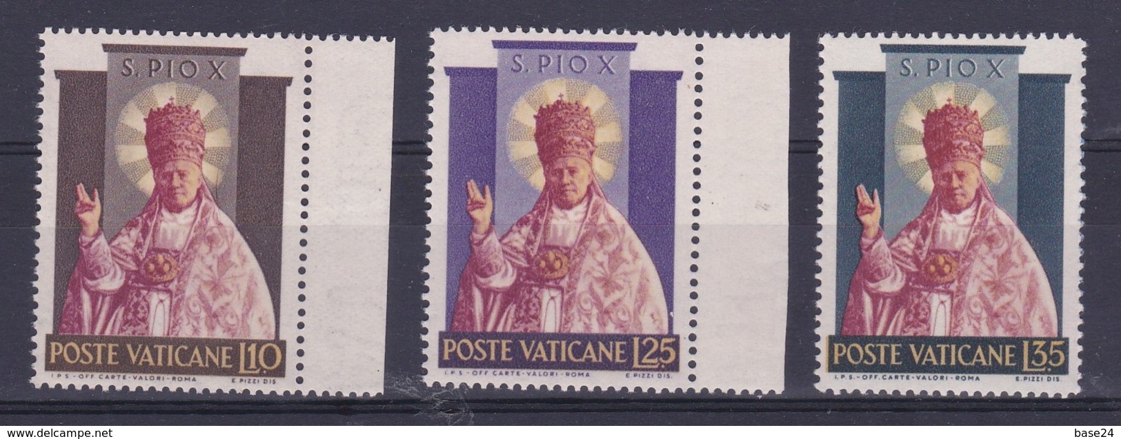 1954 Vaticano Vatican SANTIFICAZIONE PIO XII Serie Di 3 Valori MNH** - Ungebraucht