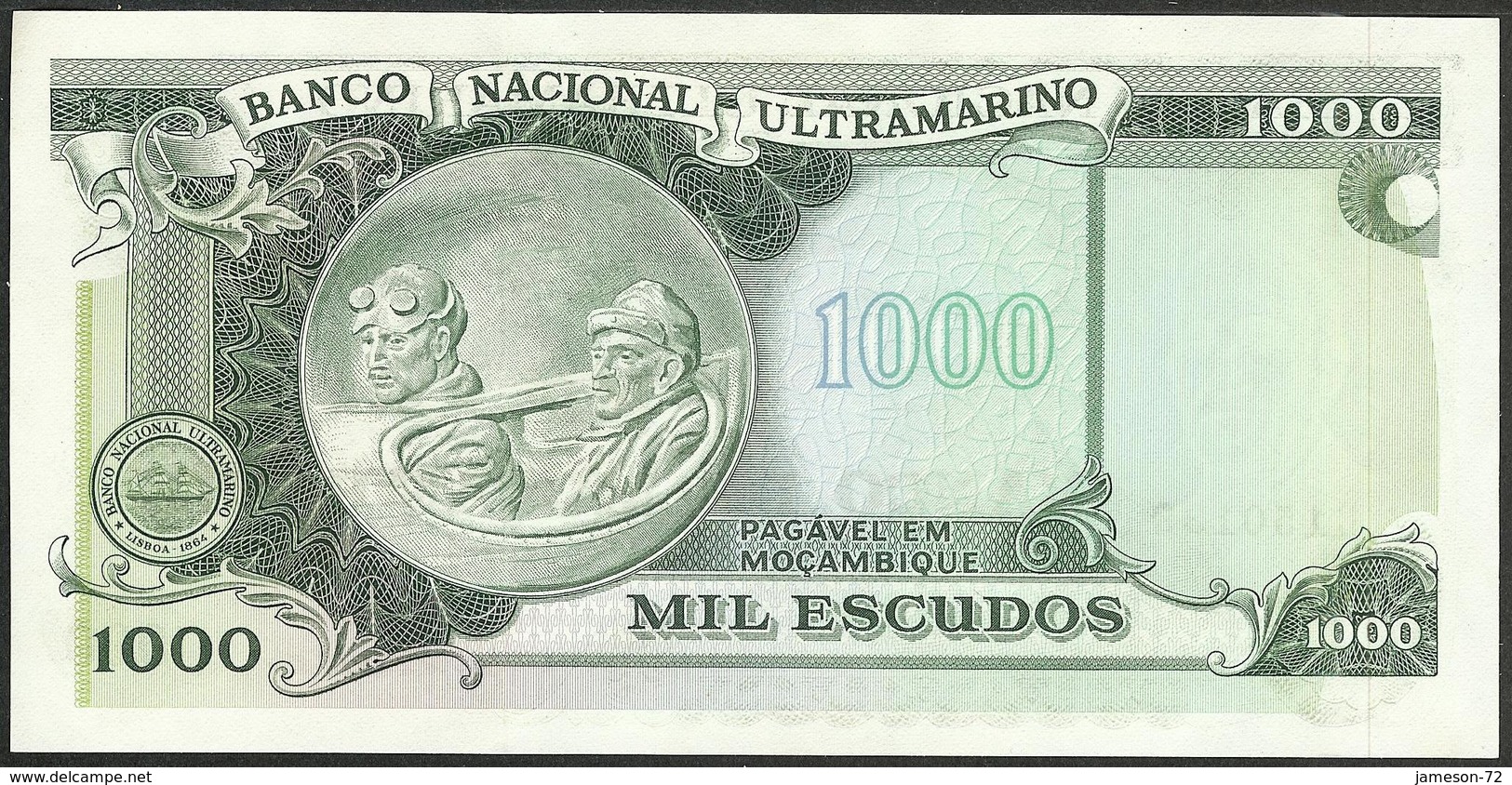 MOZAMBIQUE - 1000 Escudos ND (1976, Old Date 1972) P# 119 UNC - Edelweiss Coins - Mozambique