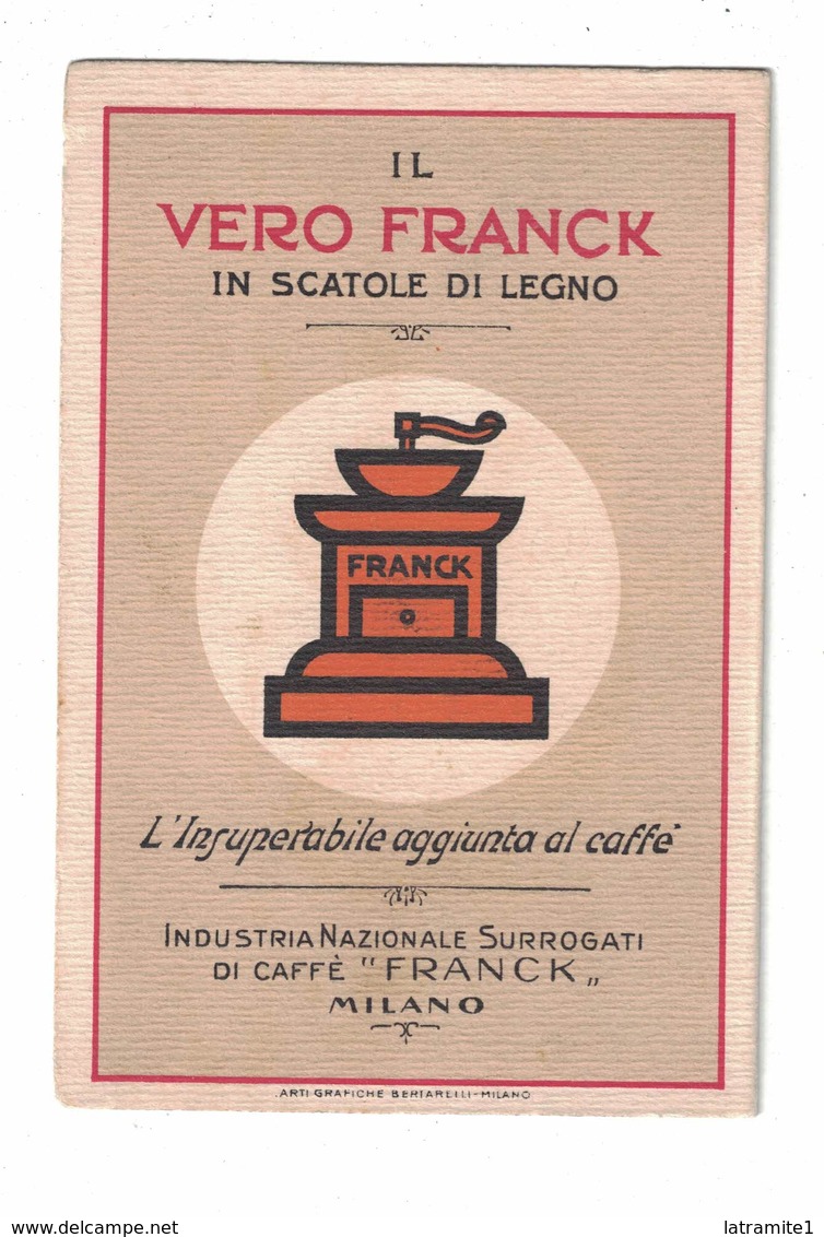 CALENDARIETTO  SURROGATI DI CAFFE'  VERO FRANCK 1925  SEMESTRINO - Autres & Non Classés