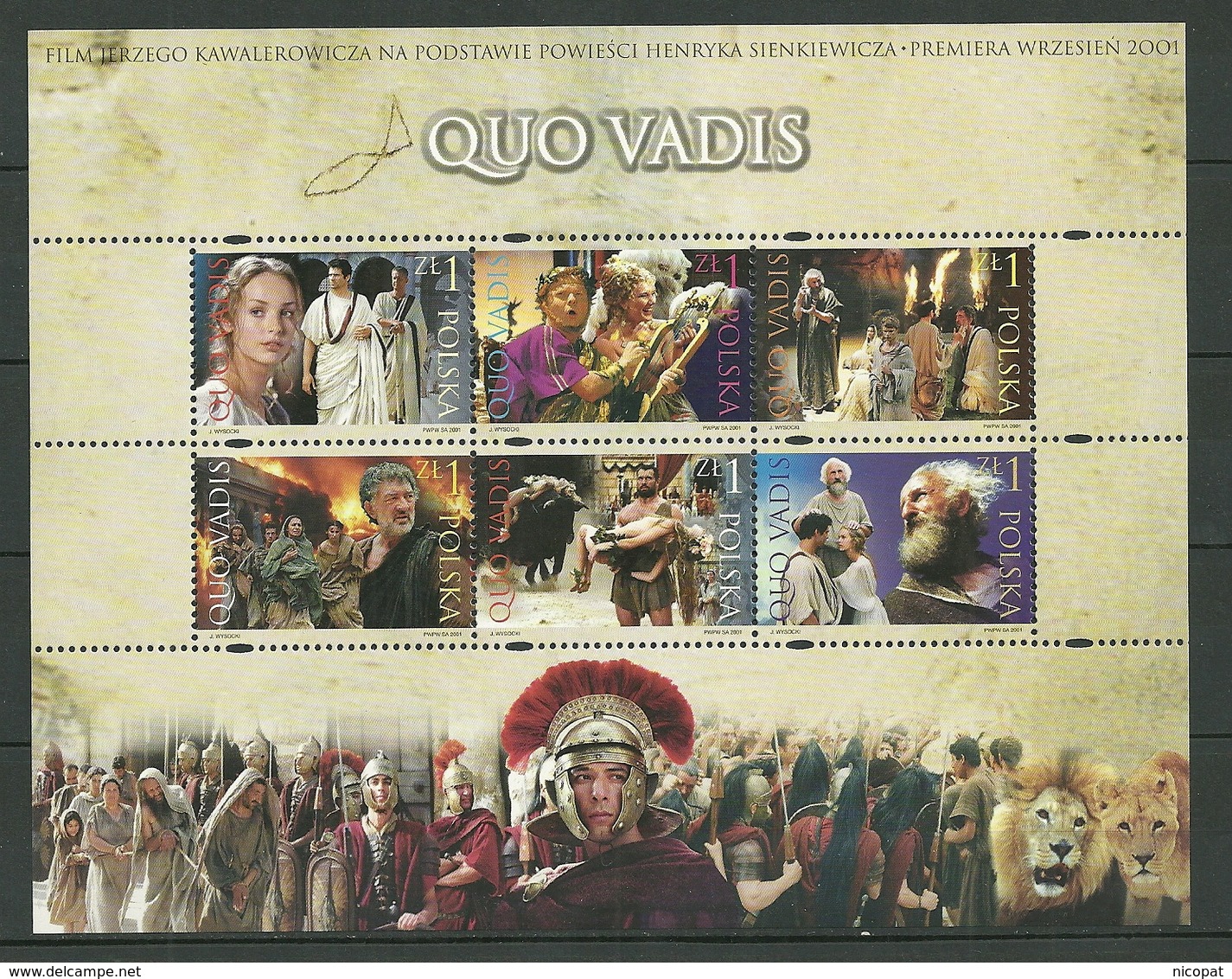 POLAND MNH ** 3681-3686 CINEMA FILM QUO VADIS DE JERZEGO KAWALEROWICZ - Neufs