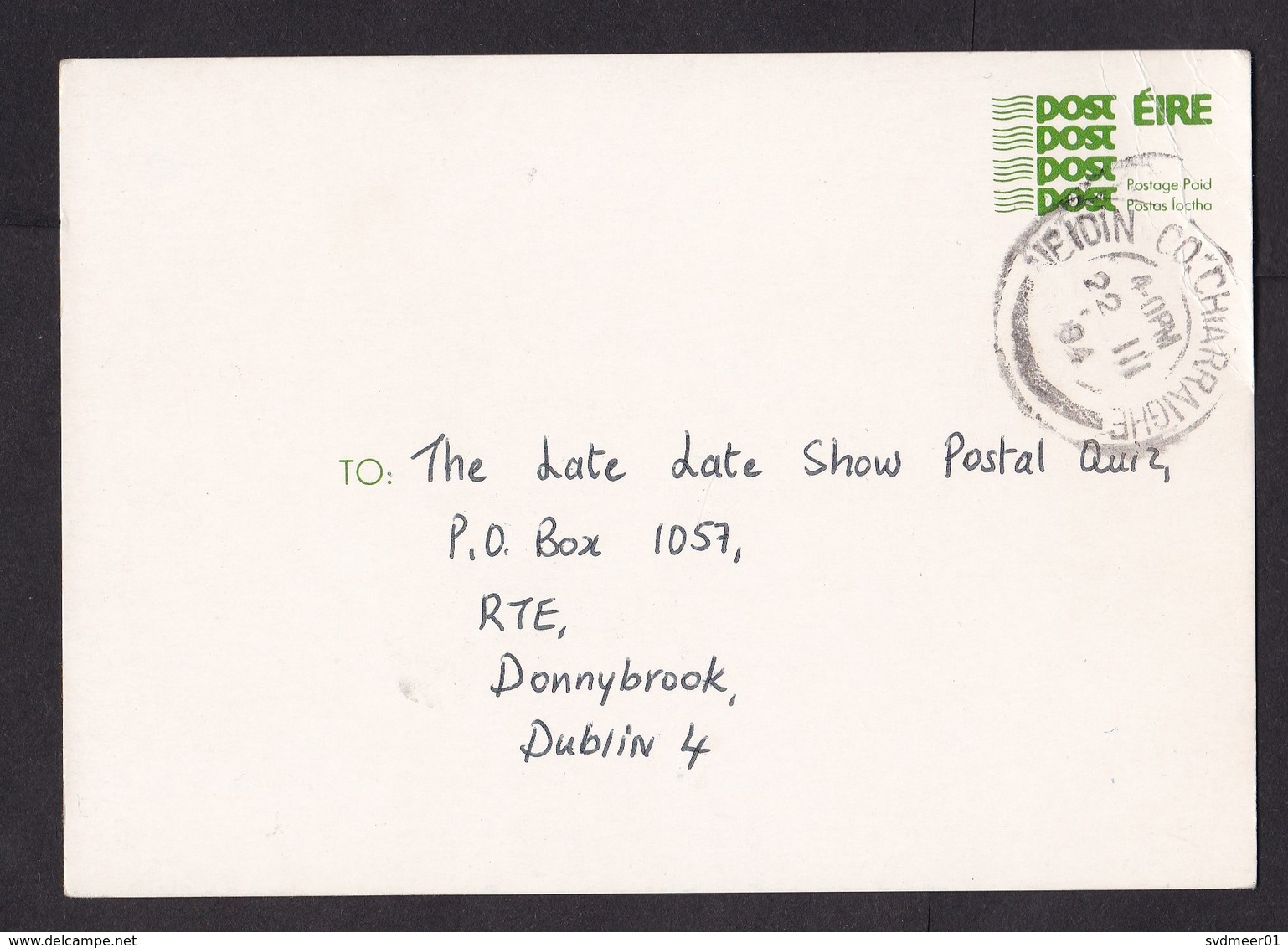 Ireland: Stationery Postcard, 1994 (corner Crease) - Brieven En Documenten