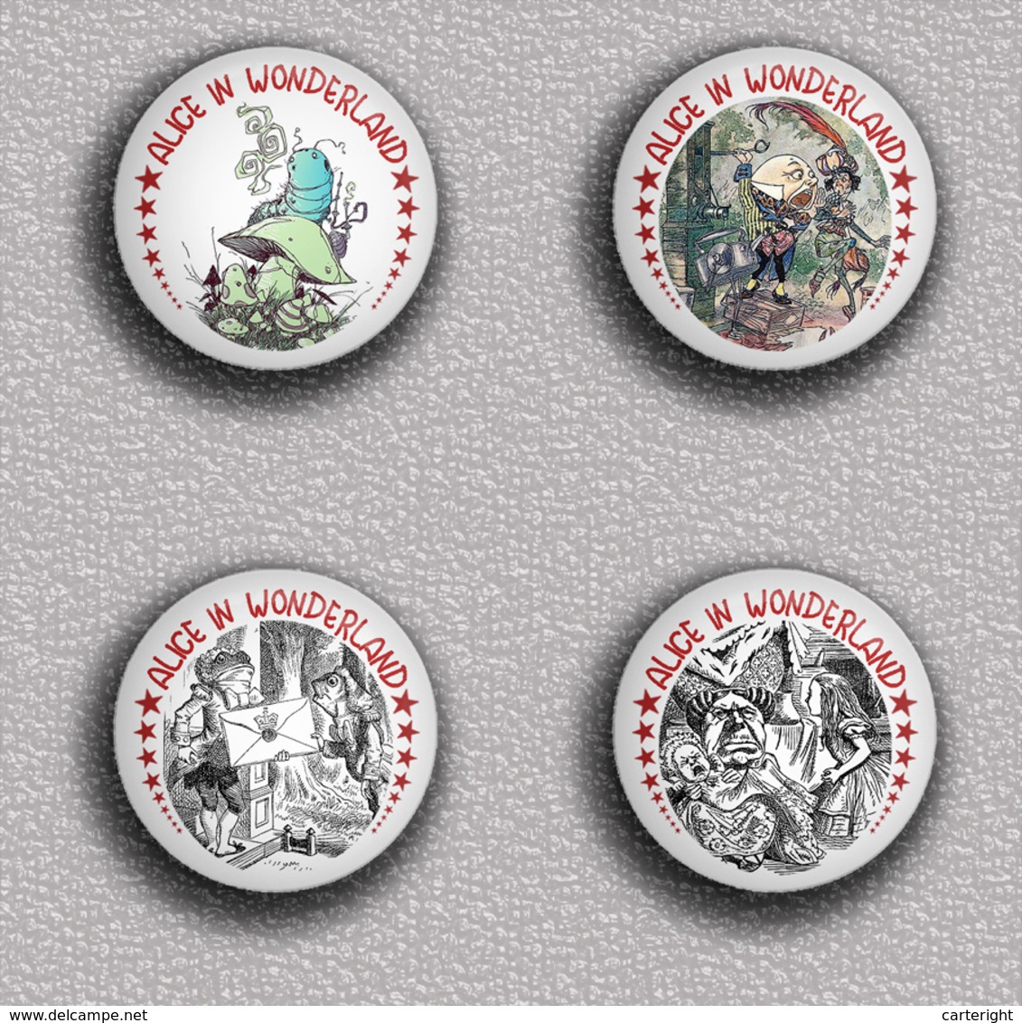 35 X Alice In Wonderland BADGE BUTTON PIN SET 3 (1inch/25mm Diameter) 35 DIFF - Pin's