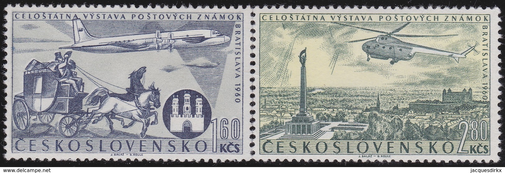 Tsjechoslowakije    .  Yvert  Airmail  49/50     .      *   .    Ongebruikt Met Plakker  .   /   .   Mint Hinged - Luchtpost