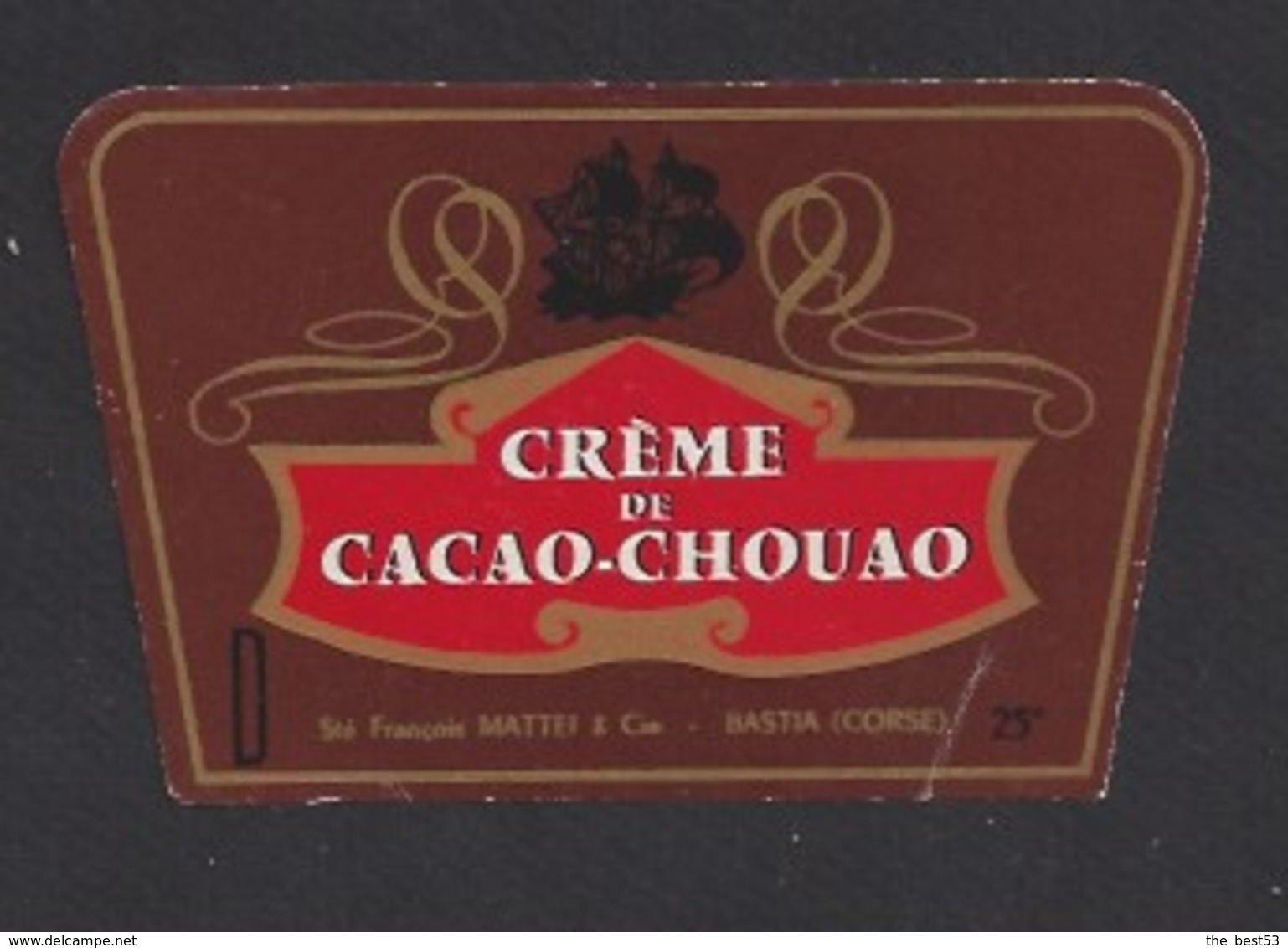 Etiquette Créme De Cacao Chouao  -  Sté François Mattei  à  Bastia Corse (20) - Autres & Non Classés