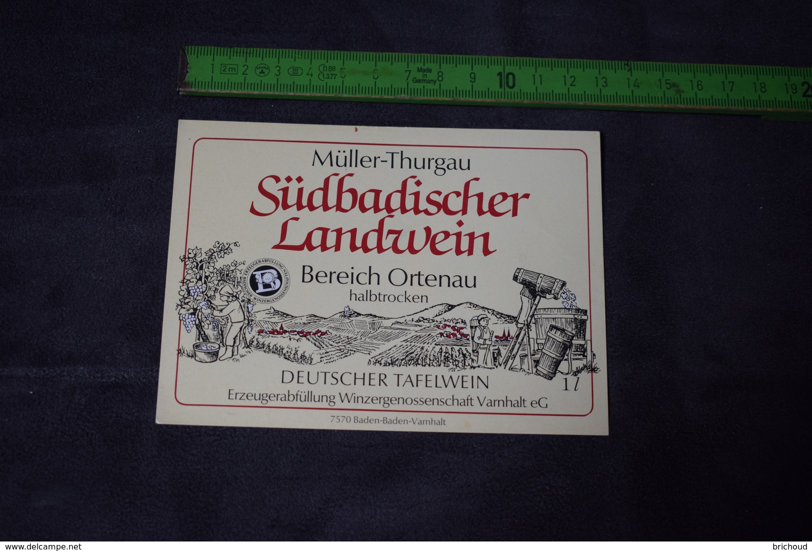 Südbadischer Landwein Bereich Ortenau Müller Thurgau Vendange Allemagne Germany - Professions