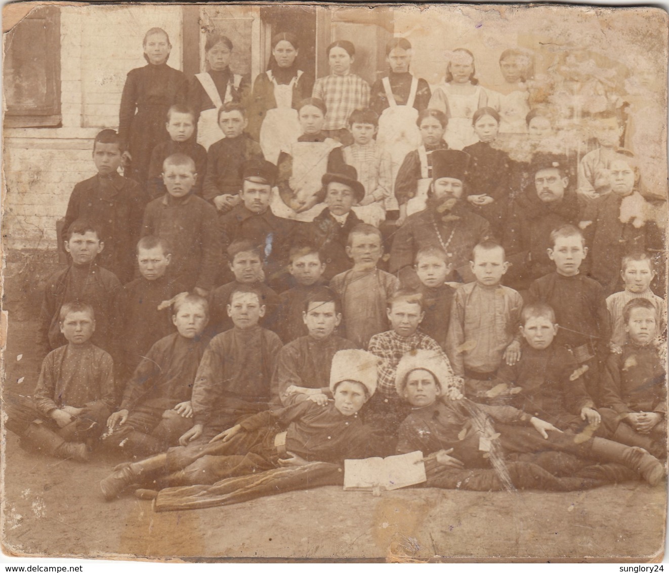 RUSSIA.  A PHOTO. "PRIEST WITH CHILDREN. COSSACKS. SCHOOL. .*** - Russie