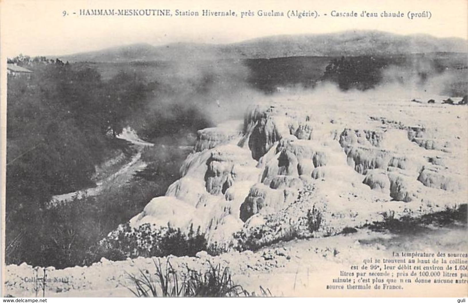 Algérie   HAMMAM-MESKOUTINE Près Guelma Station Hivernale Cascade D'eau Chaude (profil) (waterfall)(-Nataf 9)*PRIX FIXE - Guelma