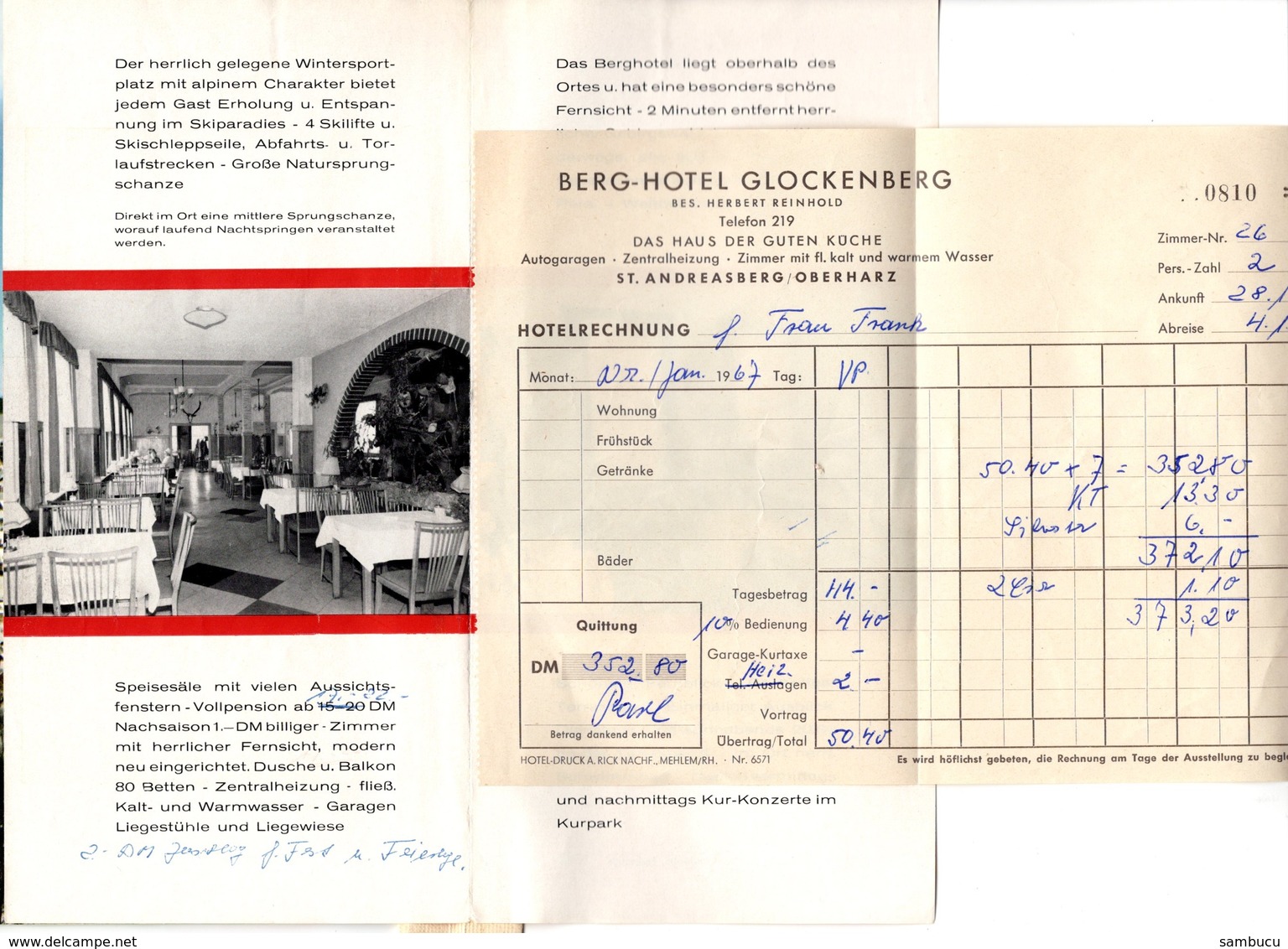 Urlaub ANDREASBERG Im Oberharz 1966 - 4 Albumseiten Mit Reiseansichten Prospekte AK's Rechnung Liftkarte Foto - Reiseprospekte